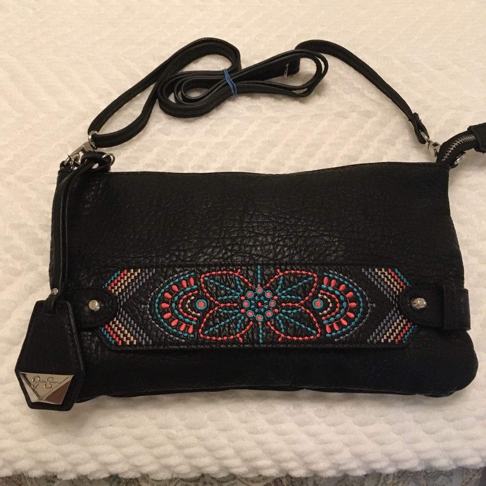 Jessica Simpson Embroidered Black Crossbody Bag